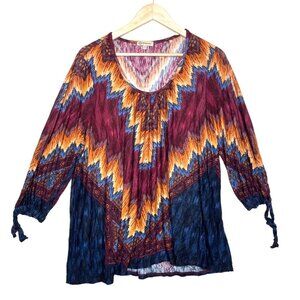 Democracy jersey aztec boho tunic top sz 1X